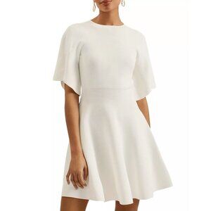 Ted Baker Size 0 / US 00 Oliviha Rib Knit Fit & Flare Skater Mini Dress Ivory